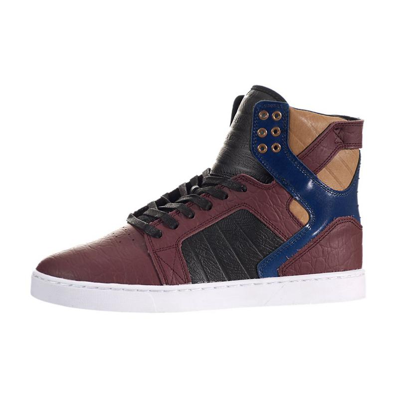 Buty Supra SKYTOP LX - Sneakersy Wysokie Męskie - Bordowe Granatowe (JOZA-26895)